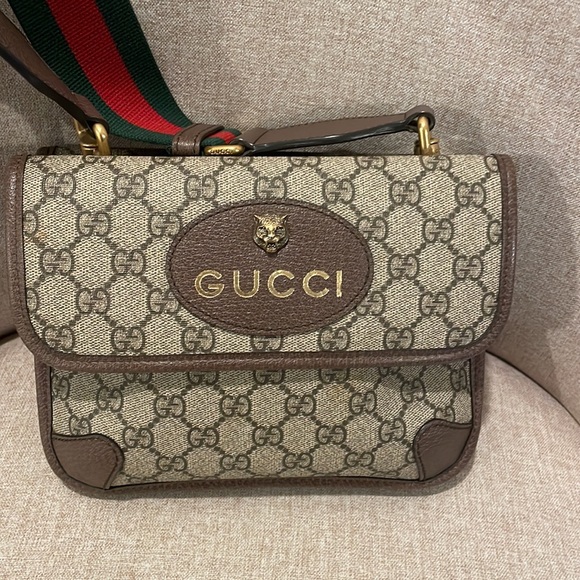 ⚡️Gucci Neo GG Supreme Crossbody Small Messenger Bag with Stripe Canvas Strap - Picture 8 of 16